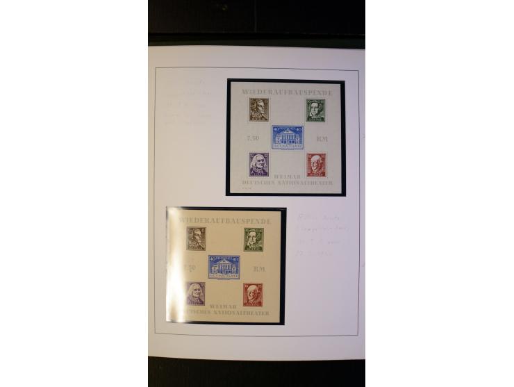1945/90, postfrische und etwas gestempelte Sammlung mit FDC, dabei SBZ Mi.-Nr. Bl.1X, 4, 5X (2), 5Y (2), 5S, 6 (4), DDR Bl.7 