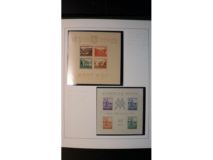 1945/90, postfrische und etwas gestempelte Sammlung mit FDC, dabei SBZ Mi.-Nr. Bl.1X, 4, 5X (2), 5Y (2), 5S, 6 (4), DDR Bl.7 
