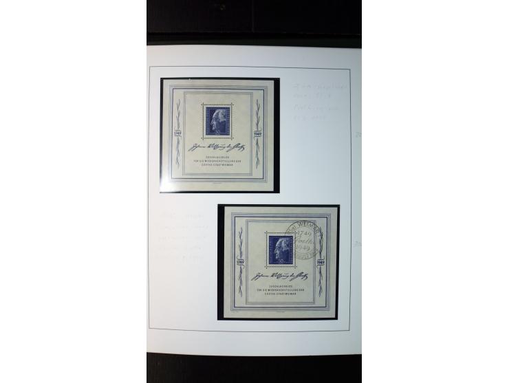 1945/90, postfrische und etwas gestempelte Sammlung mit FDC, dabei SBZ Mi.-Nr. Bl.1X, 4, 5X (2), 5Y (2), 5S, 6 (4), DDR Bl.7 