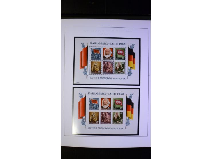 1945/90, postfrische und etwas gestempelte Sammlung mit FDC, dabei SBZ Mi.-Nr. Bl.1X, 4, 5X (2), 5Y (2), 5S, 6 (4), DDR Bl.7 