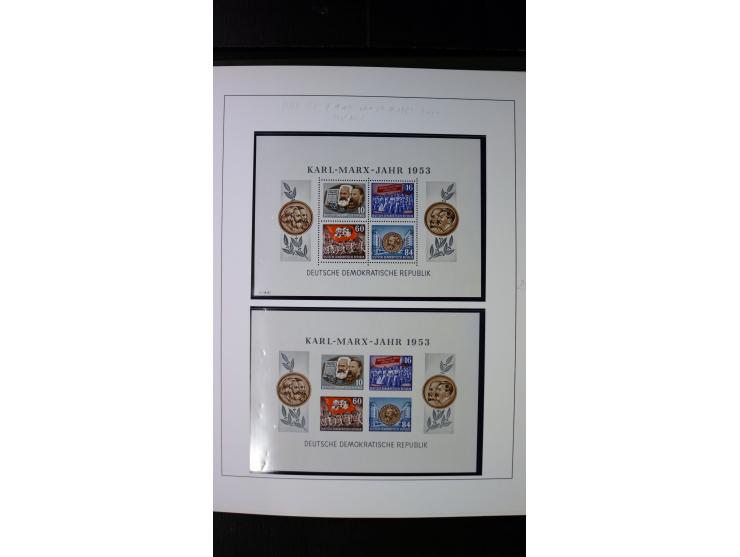 1945/90, postfrische und etwas gestempelte Sammlung mit FDC, dabei SBZ Mi.-Nr. Bl.1X, 4, 5X (2), 5Y (2), 5S, 6 (4), DDR Bl.7 