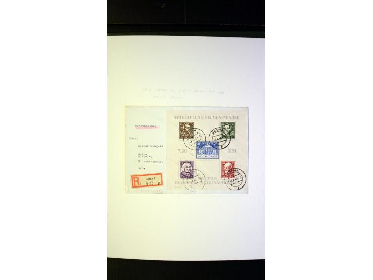 1945/90, postfrische und etwas gestempelte Sammlung mit FDC, dabei SBZ Mi.-Nr. Bl.1X, 4, 5X (2), 5Y (2), 5S, 6 (4), DDR Bl.7 