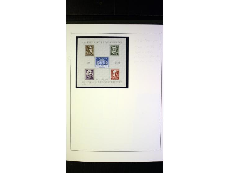 1945/90, postfrische und etwas gestempelte Sammlung mit FDC, dabei SBZ Mi.-Nr. Bl.1X, 4, 5X (2), 5Y (2), 5S, 6 (4), DDR Bl.7 