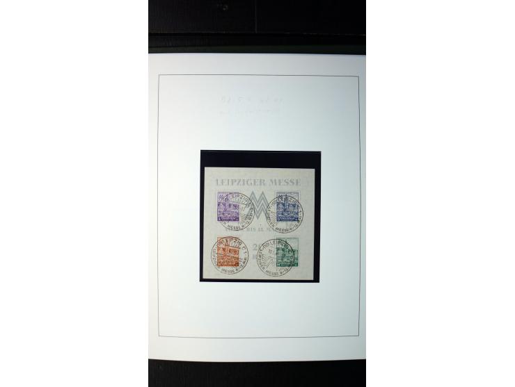1945/90, postfrische und etwas gestempelte Sammlung mit FDC, dabei SBZ Mi.-Nr. Bl.1X, 4, 5X (2), 5Y (2), 5S, 6 (4), DDR Bl.7 