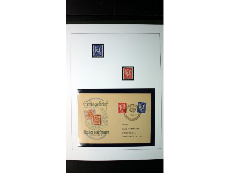 1945/90, postfrische und etwas gestempelte Sammlung mit FDC, dabei SBZ Mi.-Nr. Bl.1X, 4, 5X (2), 5Y (2), 5S, 6 (4), DDR Bl.7 