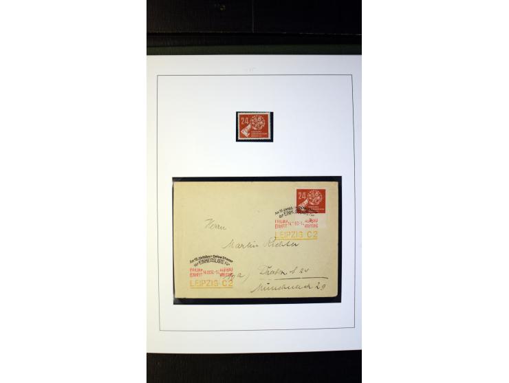 1945/90, postfrische und etwas gestempelte Sammlung mit FDC, dabei SBZ Mi.-Nr. Bl.1X, 4, 5X (2), 5Y (2), 5S, 6 (4), DDR Bl.7 