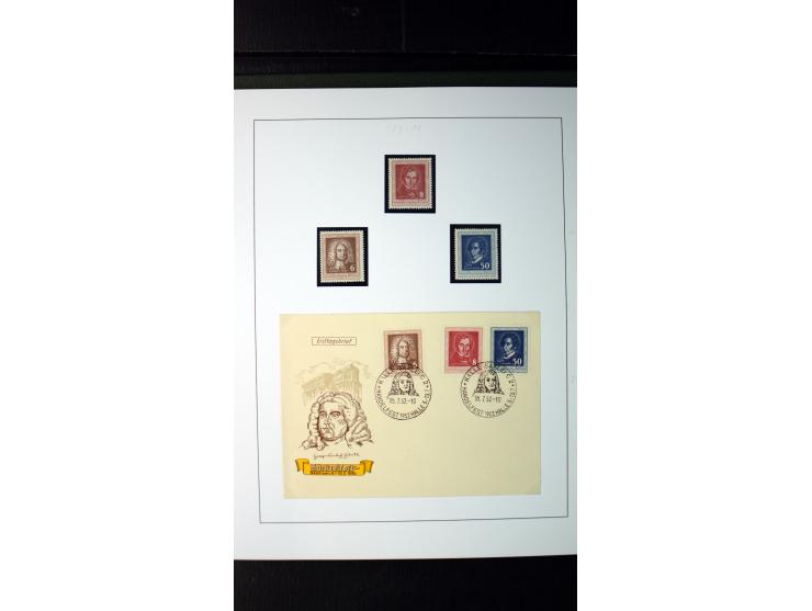 1945/90, postfrische und etwas gestempelte Sammlung mit FDC, dabei SBZ Mi.-Nr. Bl.1X, 4, 5X (2), 5Y (2), 5S, 6 (4), DDR Bl.7 