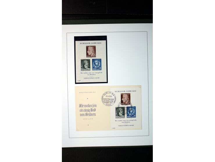 1945/90, postfrische und etwas gestempelte Sammlung mit FDC, dabei SBZ Mi.-Nr. Bl.1X, 4, 5X (2), 5Y (2), 5S, 6 (4), DDR Bl.7 