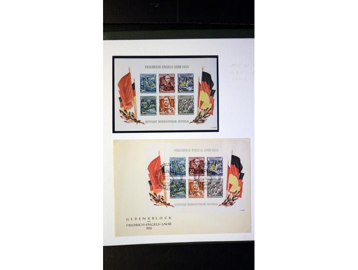 1945/90, postfrische und etwas gestempelte Sammlung mit FDC, dabei SBZ Mi.-Nr. Bl.1X, 4, 5X (2), 5Y (2), 5S, 6 (4), DDR Bl.7 