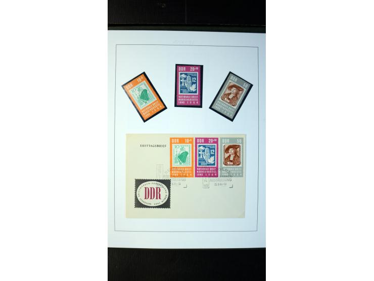1945/90, postfrische und etwas gestempelte Sammlung mit FDC, dabei SBZ Mi.-Nr. Bl.1X, 4, 5X (2), 5Y (2), 5S, 6 (4), DDR Bl.7 