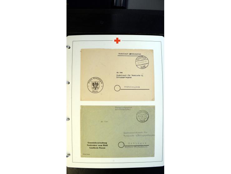 1945/2000 (ca.), umfangreiche Sammlung "Der Suchdienst vom Rotem Kreuz" mit einigen hundert Briefen und Karten inkl. KGF-Vord