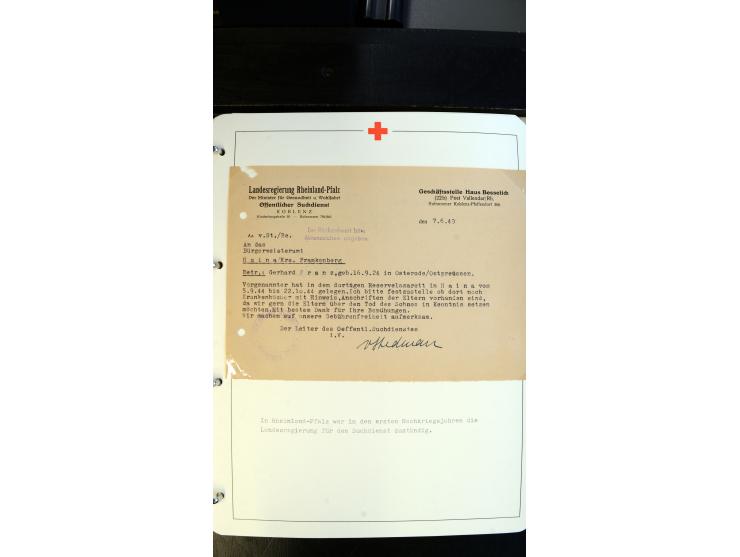 1945/2000 (ca.), umfangreiche Sammlung "Der Suchdienst vom Rotem Kreuz" mit einigen hundert Briefen und Karten inkl. KGF-Vord