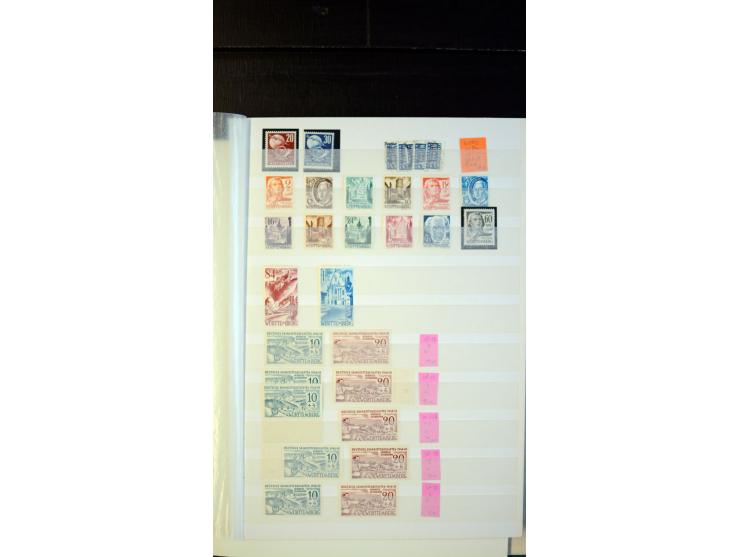 1945/49, postfrischer, ungebrauchter und gestempelter Bestand mit vielen guten Werten, Sätzen und Blocks, etliches sign. Schl