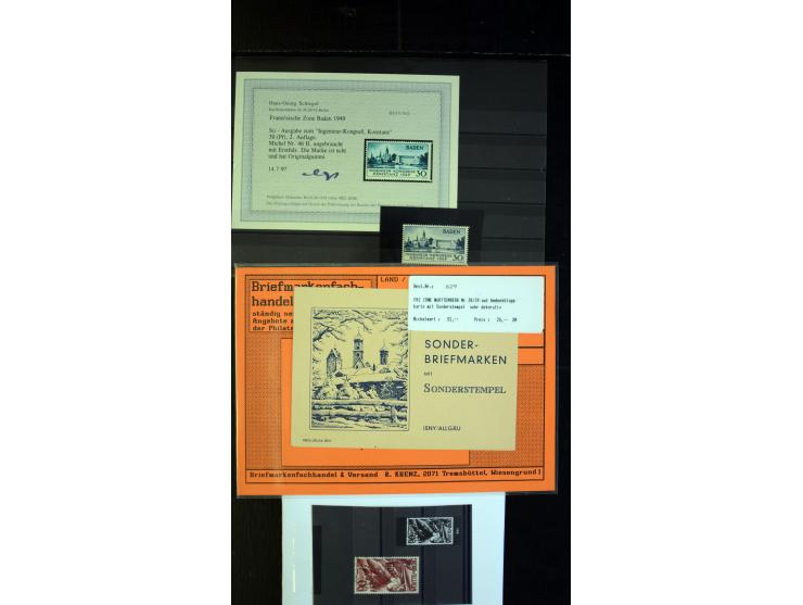 1945/49, postfrischer, ungebrauchter und gestempelter Bestand mit vielen guten Werten, Sätzen und Blocks, etliches sign. Schl