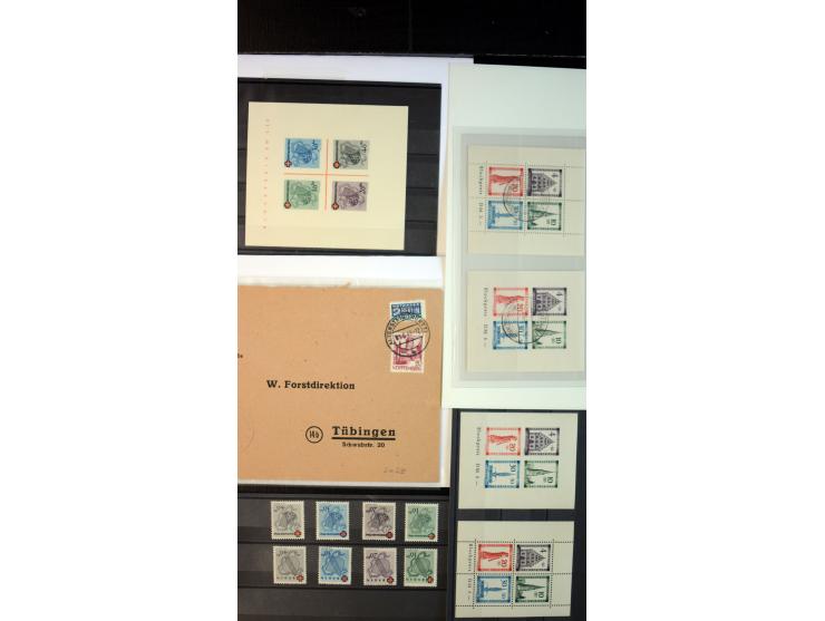 1945/49, postfrischer, ungebrauchter und gestempelter Bestand mit vielen guten Werten, Sätzen und Blocks, etliches sign. Schl