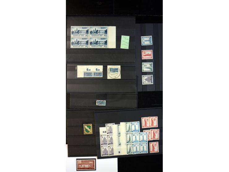 1945/49, postfrischer, ungebrauchter und gestempelter Bestand mit vielen guten Werten, Sätzen und Blocks, etliches sign. Schl