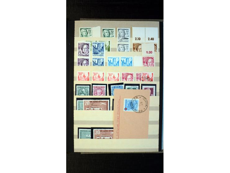 1945/49, postfrischer, ungebrauchter und gestempelter Bestand mit vielen guten Werten, Sätzen und Blocks, etliches sign. Schl