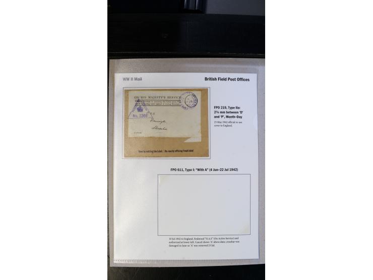 FIELD POST OFFICE: 3 covers with no. 219 in type Ib and IIa and no.611, including one re-used and one Army privilege envelope