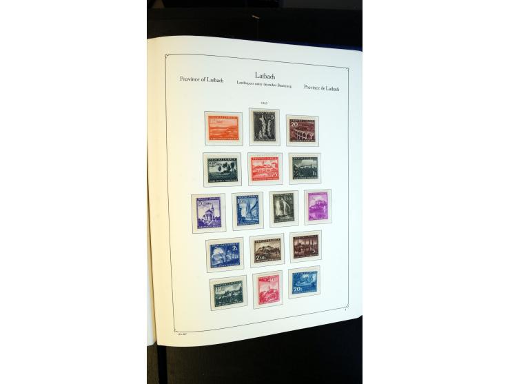 1939/45, meist postfrische Sammlung mit vielen kpl. Ausgaben und Gebiete, dabei u.a. Laibach ohne Portomarken kpl. und meist 