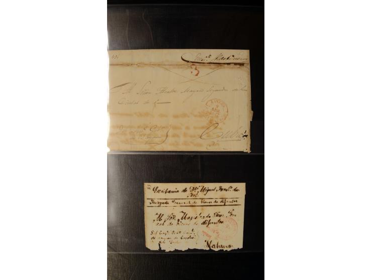 1839/54, Partie mit 28 Vorphila-Briefen, dabei verschiedene Ortstempel mit u.a. Puerto Principe, Matanzas, Carteria de Alacra