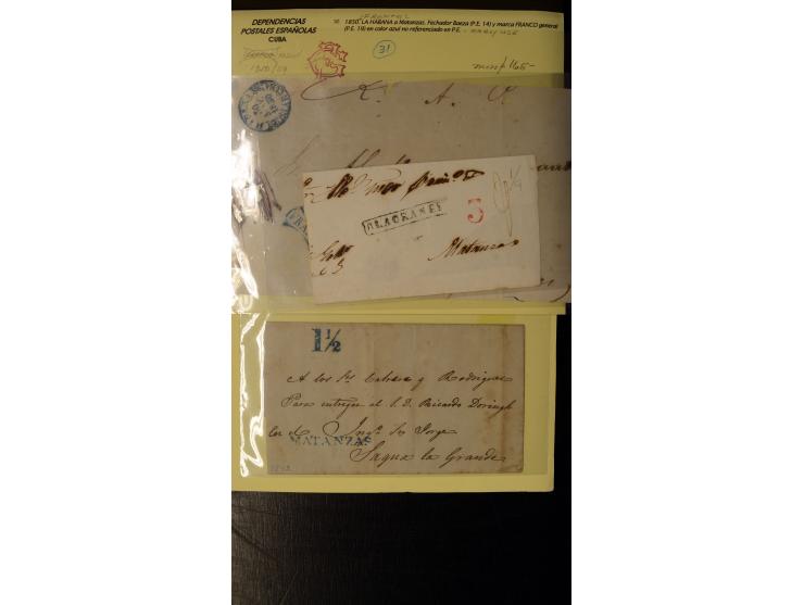 1839/54, Partie mit 28 Vorphila-Briefen, dabei verschiedene Ortstempel mit u.a. Puerto Principe, Matanzas, Carteria de Alacra