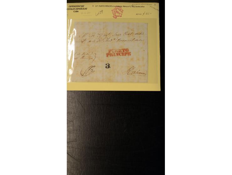 1839/54, Partie mit 28 Vorphila-Briefen, dabei verschiedene Ortstempel mit u.a. Puerto Principe, Matanzas, Carteria de Alacra