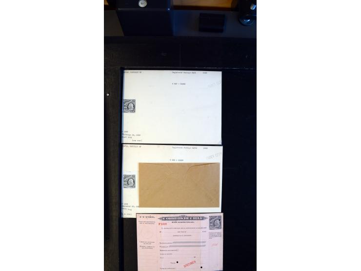 PARCEL CARDS: 1909, Columbus 80 centavos, 100 centavos and 150 centavos, die proofs in black on India resp. carton paper, fix