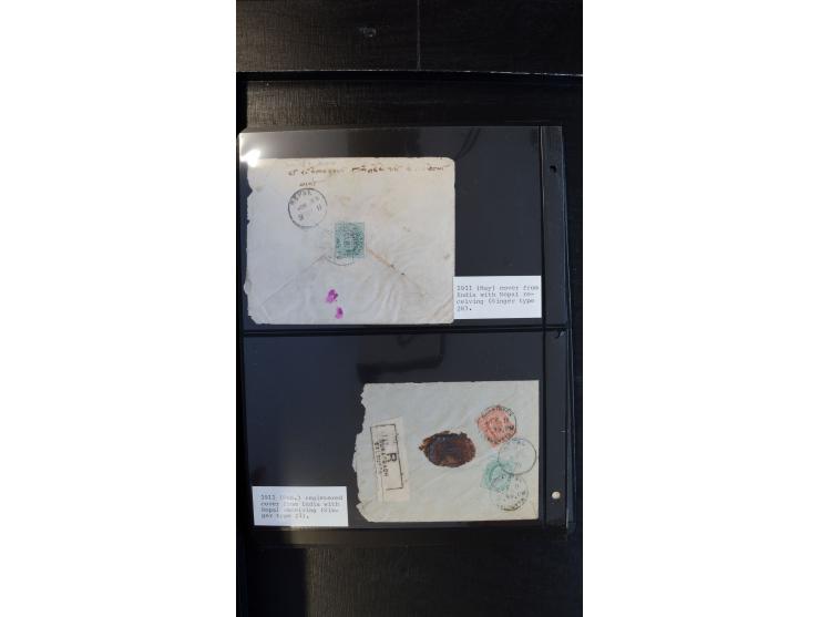 1901/68, ca. 65 Briefe und Ganzsachen aus Indien nach Nepal, dabei interessante Frankaturen, R-Briefe, verschiedene Ankunftss