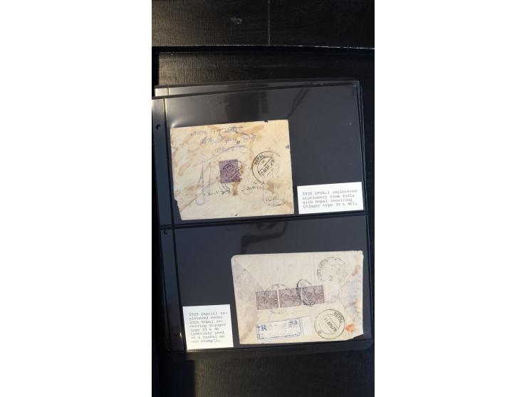 1901/68, ca. 65 Briefe und Ganzsachen aus Indien nach Nepal, dabei interessante Frankaturen, R-Briefe, verschiedene Ankunftss