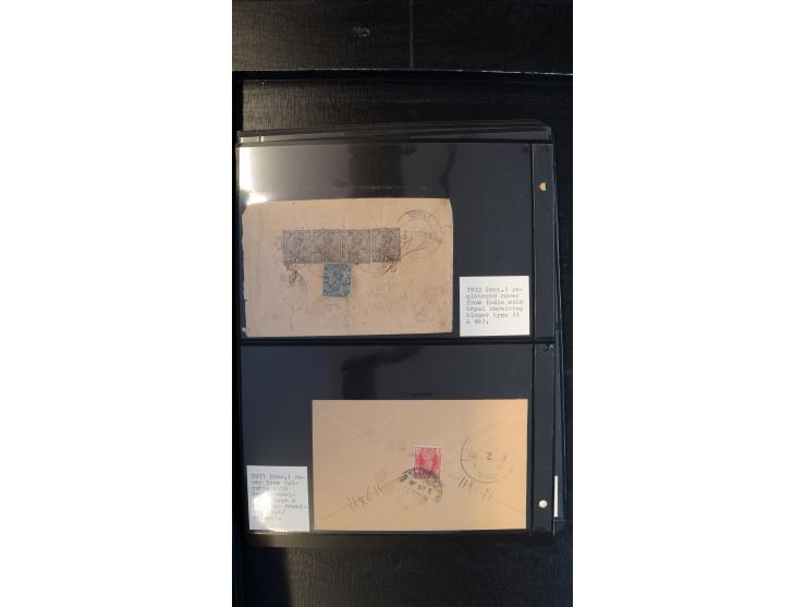 1901/68, ca. 65 Briefe und Ganzsachen aus Indien nach Nepal, dabei interessante Frankaturen, R-Briefe, verschiedene Ankunftss