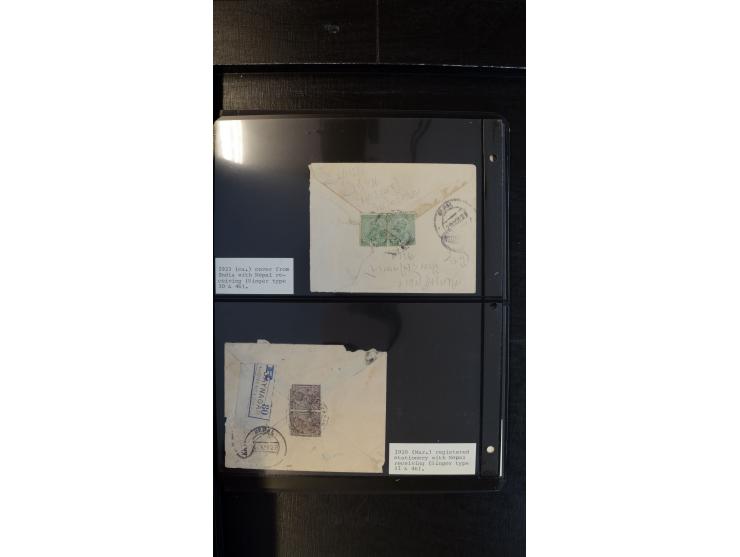 1901/68, ca. 65 Briefe und Ganzsachen aus Indien nach Nepal, dabei interessante Frankaturen, R-Briefe, verschiedene Ankunftss
