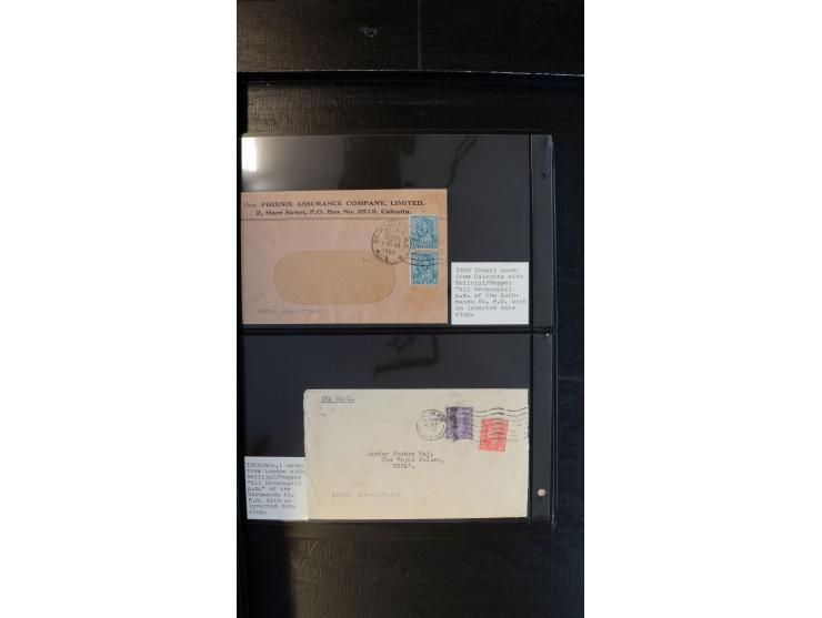 1901/68, ca. 65 Briefe und Ganzsachen aus Indien nach Nepal, dabei interessante Frankaturen, R-Briefe, verschiedene Ankunftss