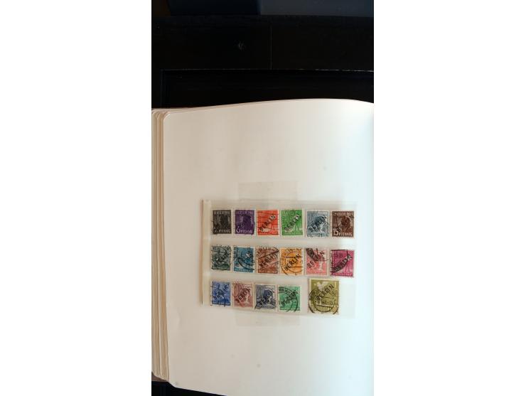 1948/65, gestempelte Sammlungen von Bund, Berlin, DDR und Saarland in zwei Vordruckalben, in den Hauptnummern bis auf Berlin 