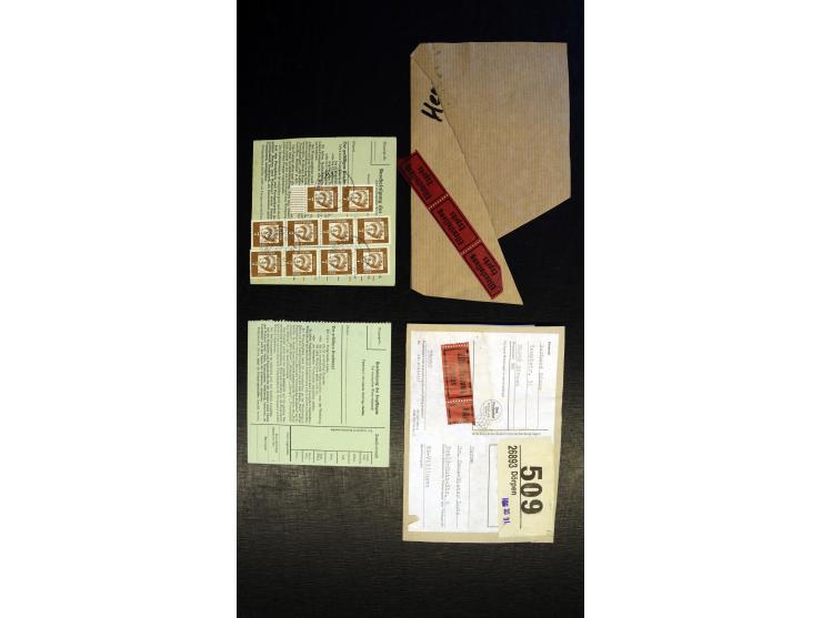 1949/93, Sammlung "Päckchen, Paket- und Postgutkarten) mit ca. 300 Belegen, dabei verschiedene Vordrucke, Frankaturen, Portos