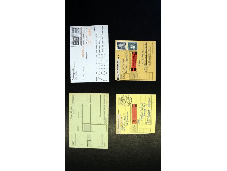 1949/93, Sammlung "Päckchen, Paket- und Postgutkarten) mit ca. 300 Belegen, dabei verschiedene Vordrucke, Frankaturen, Portos