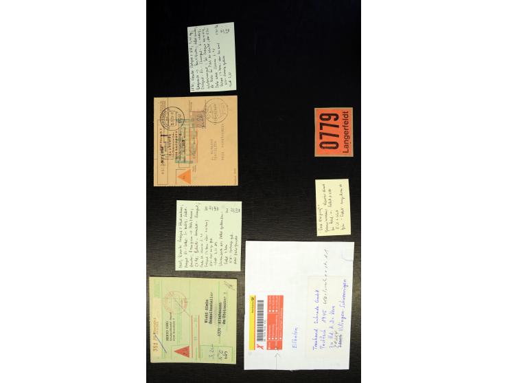 1949/93, Sammlung "Päckchen, Paket- und Postgutkarten) mit ca. 300 Belegen, dabei verschiedene Vordrucke, Frankaturen, Portos