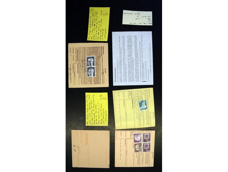 1949/93, Sammlung "Päckchen, Paket- und Postgutkarten) mit ca. 300 Belegen, dabei verschiedene Vordrucke, Frankaturen, Portos