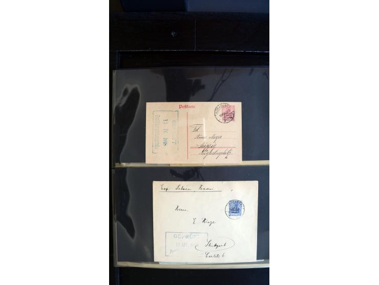 1917/18, ca. 90 Briefe, Karten und meist gebrauchten Ganzsachen, dabei interessante Stempel, Zensuren, Eilboten-Briefe, Ausla
