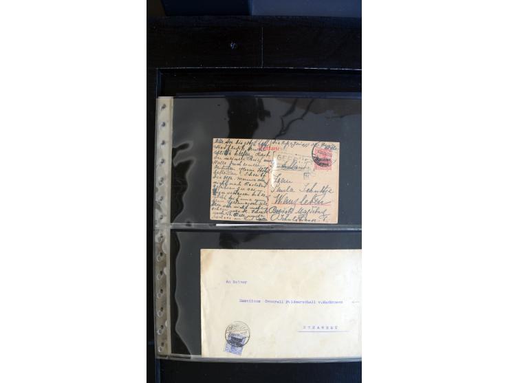 1917/18, ca. 90 Briefe, Karten und meist gebrauchten Ganzsachen, dabei interessante Stempel, Zensuren, Eilboten-Briefe, Ausla