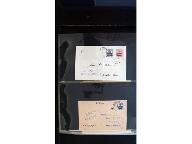 1917/18, ca. 90 Briefe, Karten und meist gebrauchten Ganzsachen, dabei interessante Stempel, Zensuren, Eilboten-Briefe, Ausla