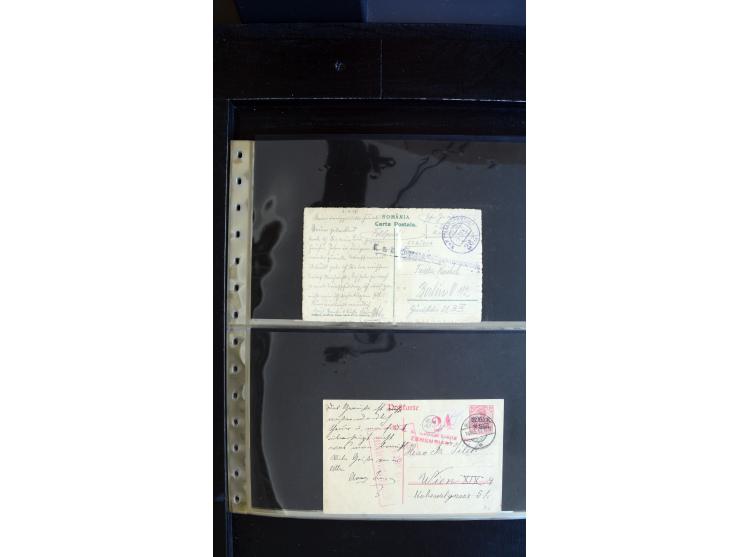 1917/18, ca. 90 Briefe, Karten und meist gebrauchten Ganzsachen, dabei interessante Stempel, Zensuren, Eilboten-Briefe, Ausla