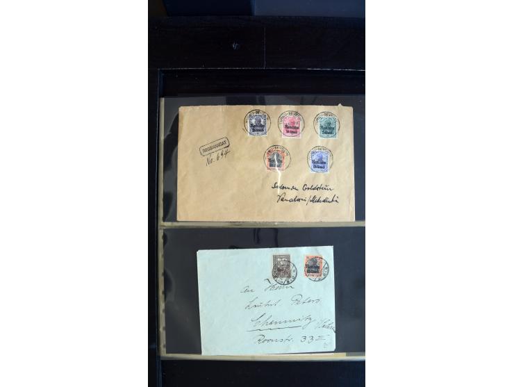 1917/18, ca. 90 Briefe, Karten und meist gebrauchten Ganzsachen, dabei interessante Stempel, Zensuren, Eilboten-Briefe, Ausla