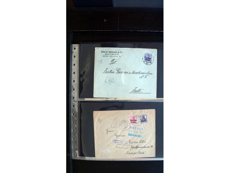 1917/18, ca. 90 Briefe, Karten und meist gebrauchten Ganzsachen, dabei interessante Stempel, Zensuren, Eilboten-Briefe, Ausla