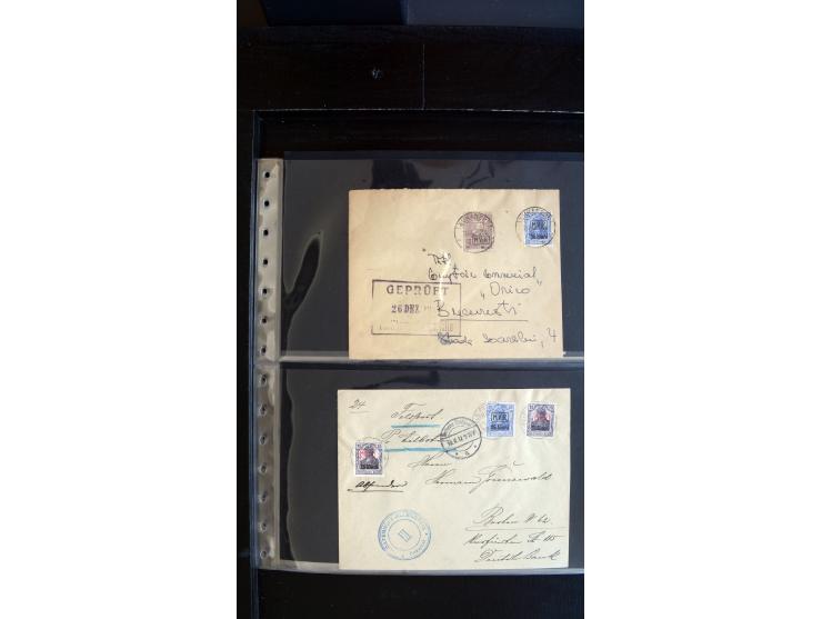 1917/18, ca. 90 Briefe, Karten und meist gebrauchten Ganzsachen, dabei interessante Stempel, Zensuren, Eilboten-Briefe, Ausla