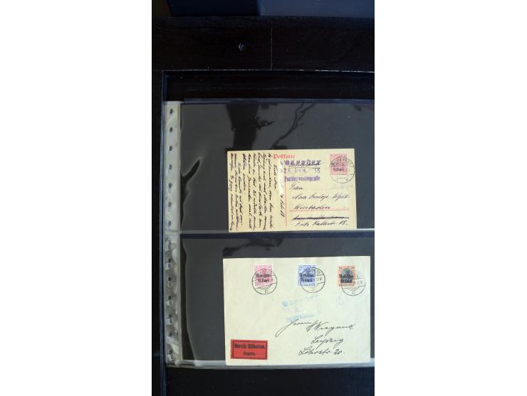 1917/18, ca. 90 Briefe, Karten und meist gebrauchten Ganzsachen, dabei interessante Stempel, Zensuren, Eilboten-Briefe, Ausla