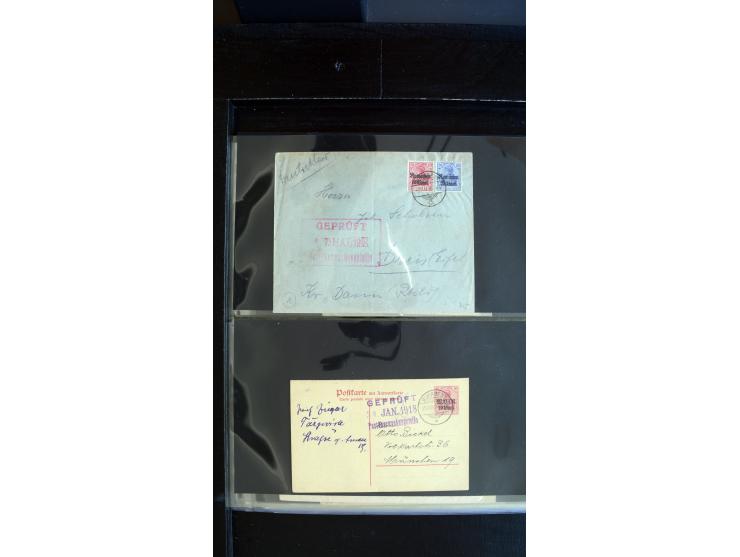 1917/18, ca. 90 Briefe, Karten und meist gebrauchten Ganzsachen, dabei interessante Stempel, Zensuren, Eilboten-Briefe, Ausla