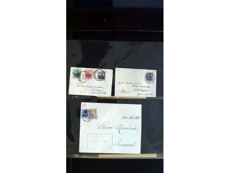 1917/18, ca. 90 Briefe, Karten und meist gebrauchten Ganzsachen, dabei interessante Stempel, Zensuren, Eilboten-Briefe, Ausla