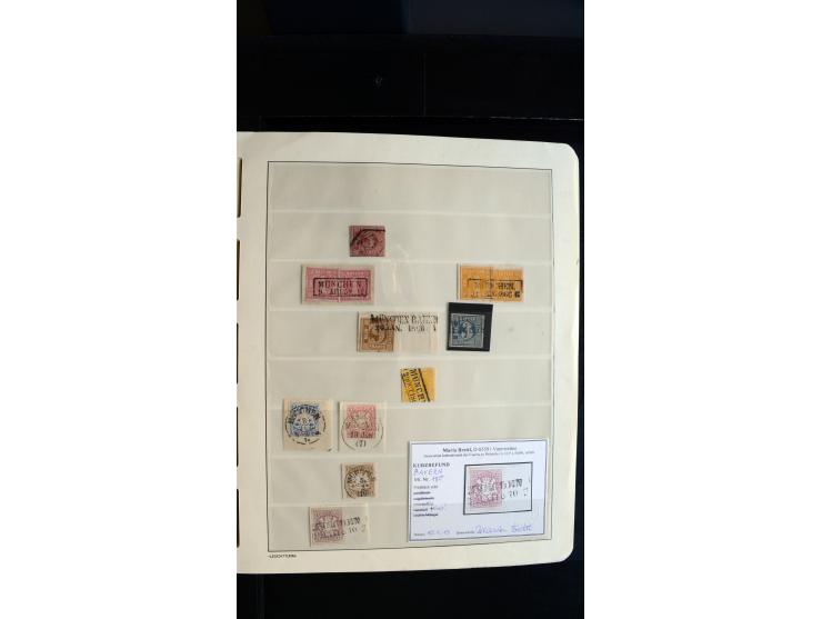 MÜNCHEN: Ortsstempel-Sammlungsbestand mit rund 50 Marken und Briefstücken sowie 32 frankierten Briefen und einer Korresponden