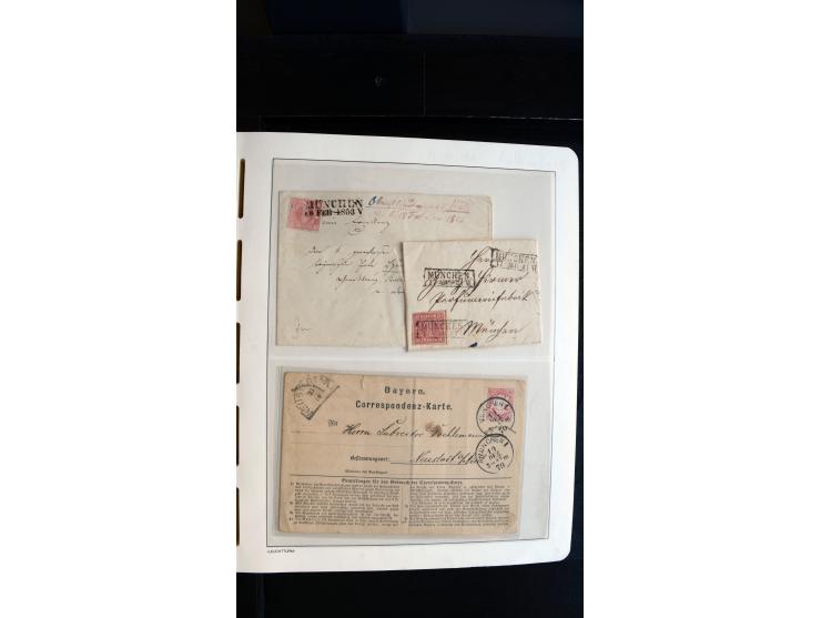 MÜNCHEN: Ortsstempel-Sammlungsbestand mit rund 50 Marken und Briefstücken sowie 32 frankierten Briefen und einer Korresponden