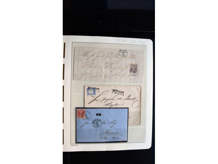 MÜNCHEN: Ortsstempel-Sammlungsbestand mit rund 50 Marken und Briefstücken sowie 32 frankierten Briefen und einer Korresponden